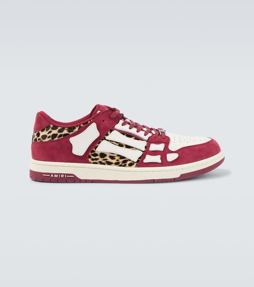 Leopard Skel Top Low Leather Sneakers In Red Product Image