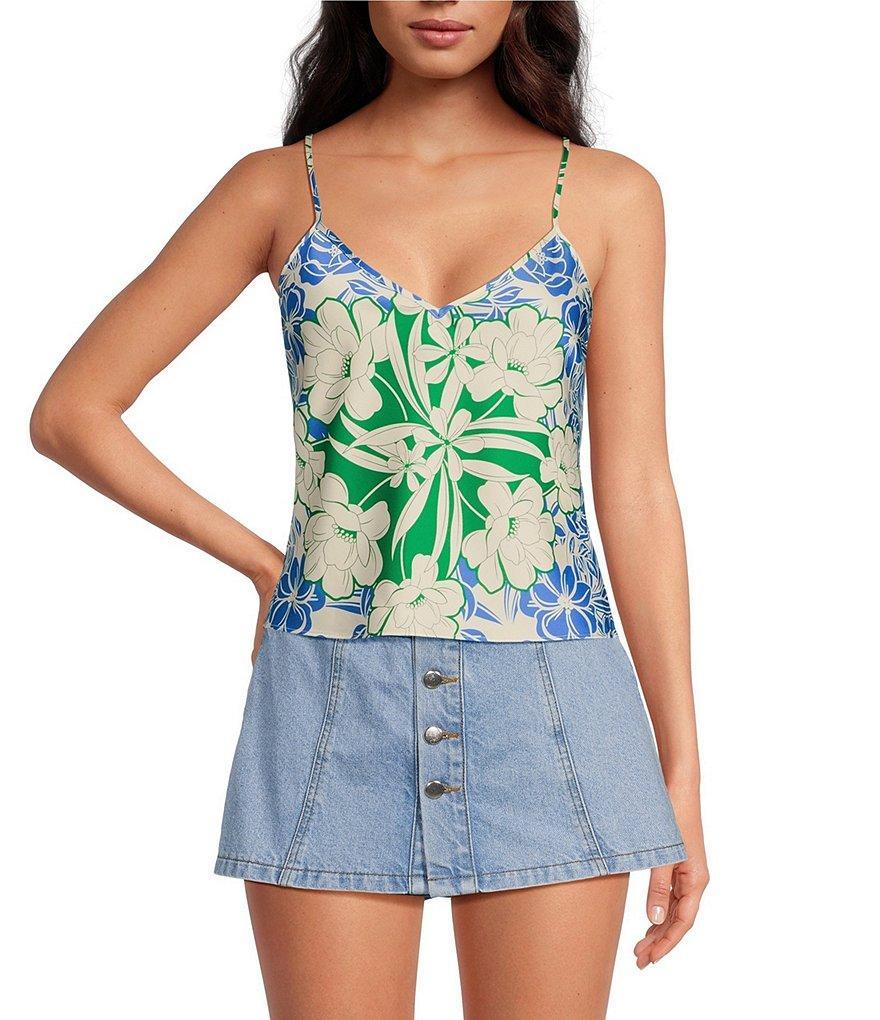 Gianni Bini Harper Satin Floral Print V-Neck Cami Product Image