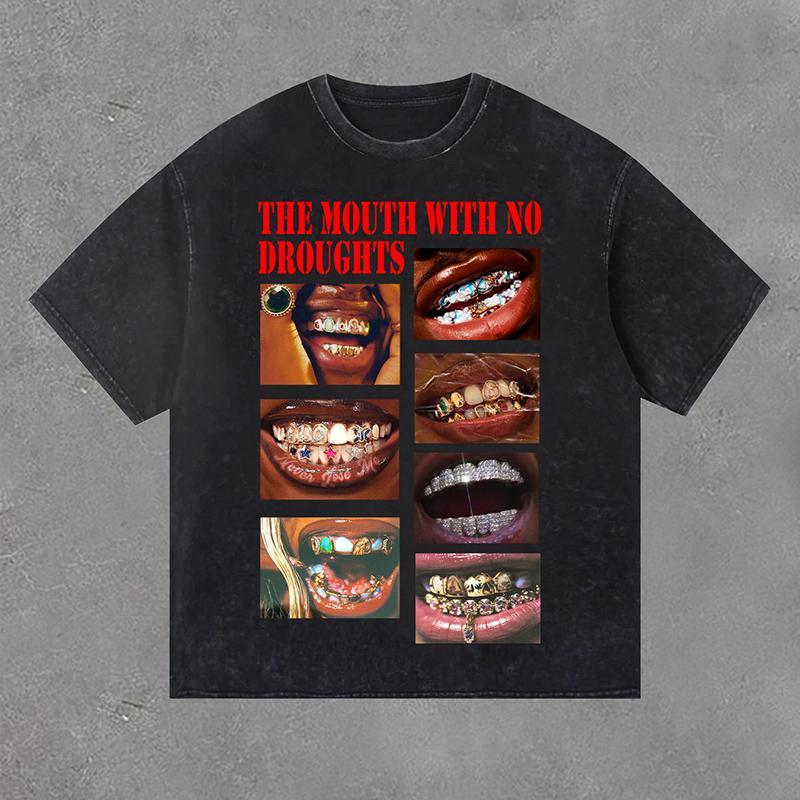 Men's Vintage Acid Washed The Mouth With No Droughts Print T-Shirt Product Image