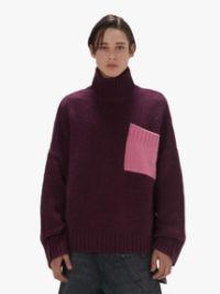 PATCH POCKET TURTLENECK SWEATER in purple | JW Anderson US  Product Image