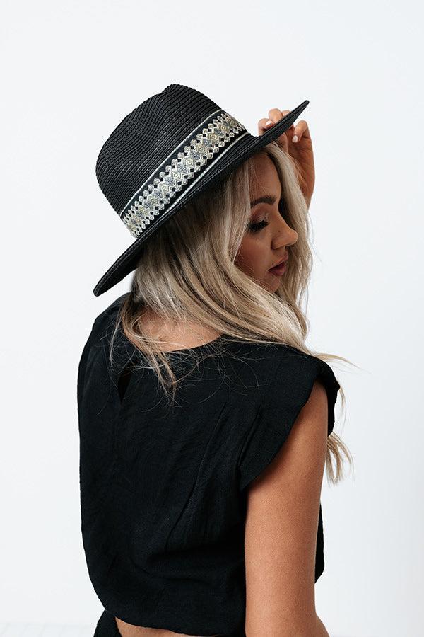 Bubbly On The Boat Raffia Hat In Black Product Image