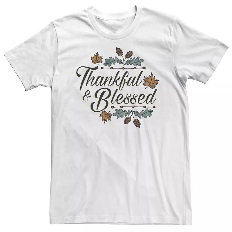 Big & Tall Thankful & Blessed Autumn Design Tee, Mens Product Image