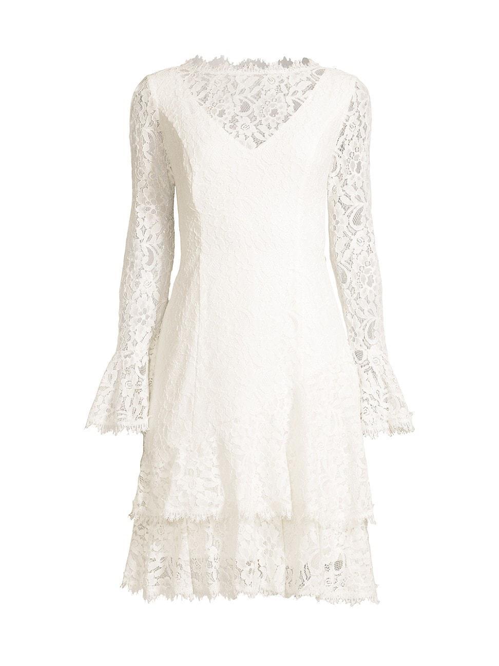 Womens Tiered Flounce Lace Dress Product Image