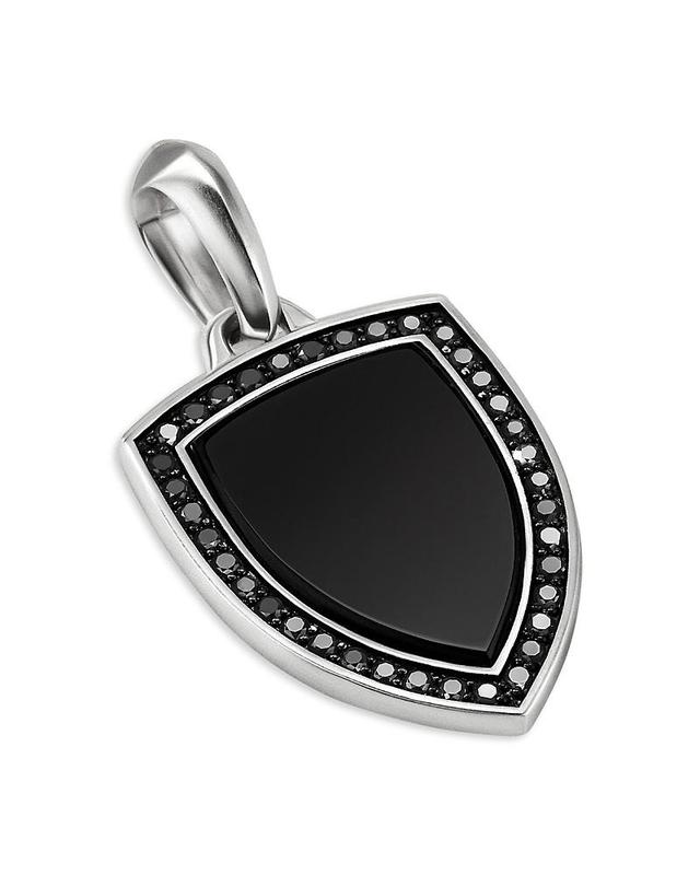 Mens Shield Pendant with Gemstone and Diamonds in Silver, 27mm Product Image