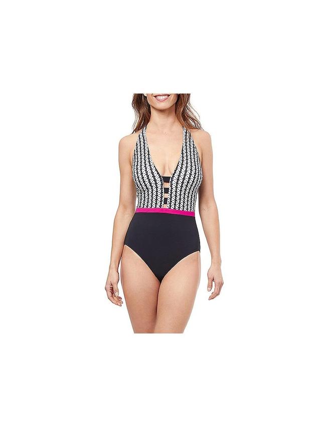 Womens Enya Geometric Halter One-Piece Swimsuit Product Image