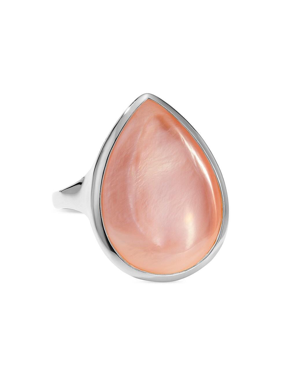 Womens Ondine Sterling Silver & Brown Shell Teardrop Ring Product Image