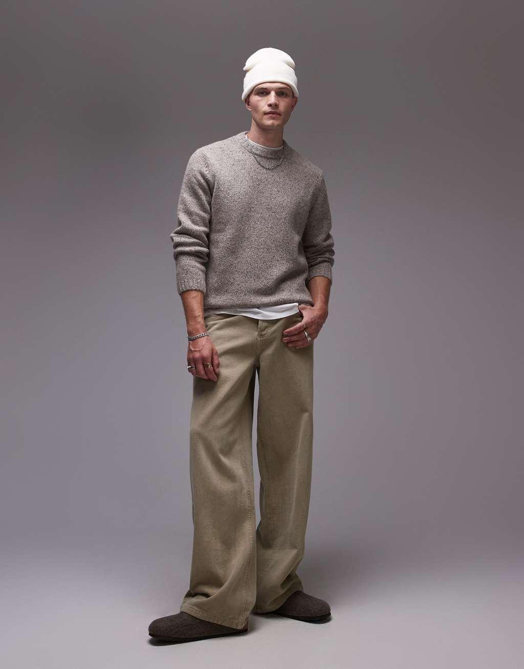 ARKET relaxed fit wool blend textured sweater in beige Product Image