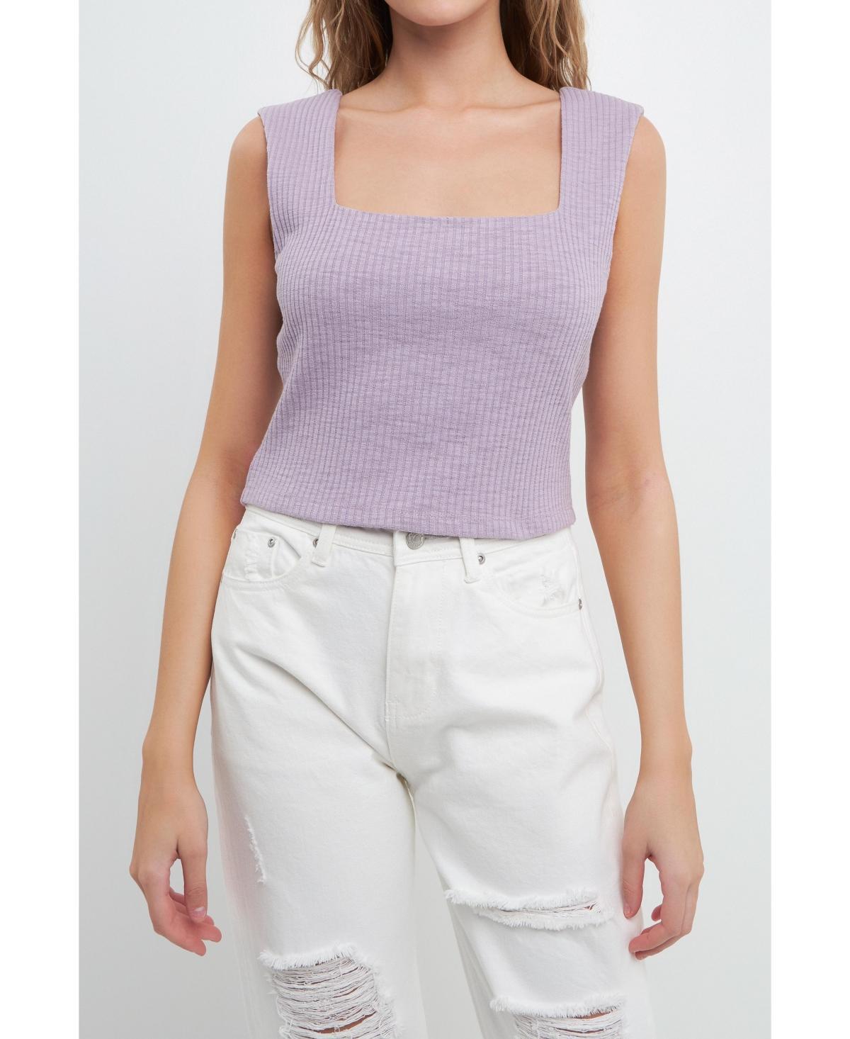 Womens Fitted Knit Cropped Tank Top Product Image