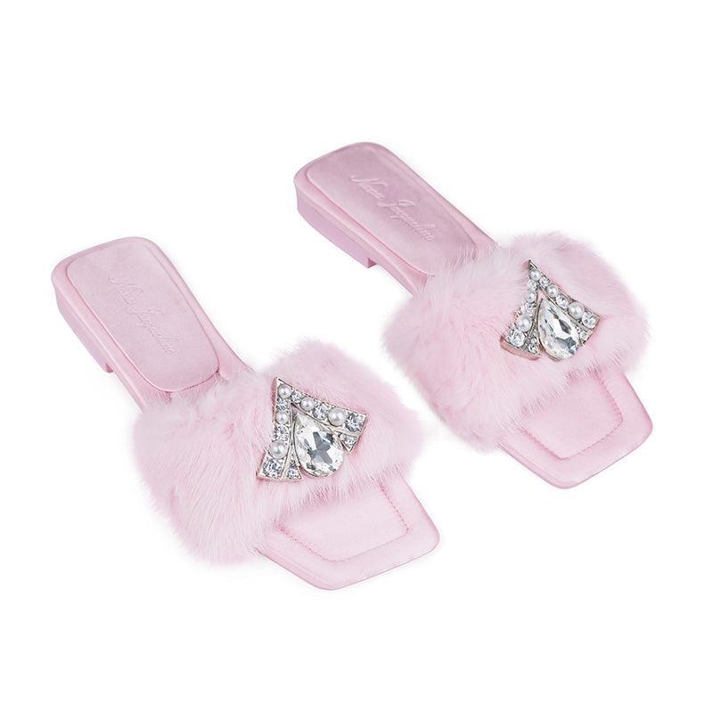 Chantal Fur Sandals (Pink) (Final Sale) Product Image