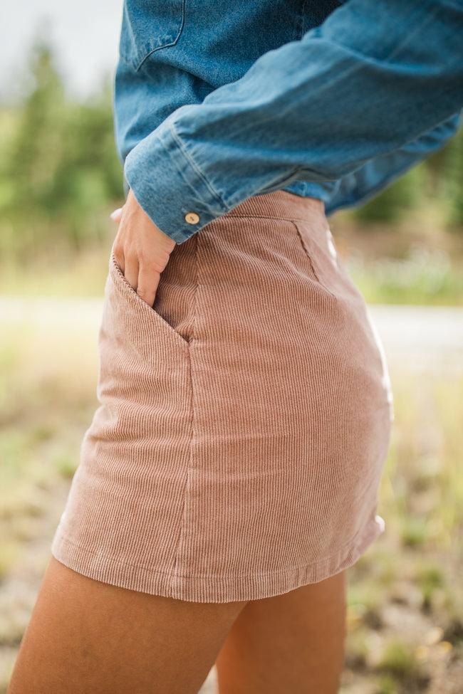 Inside Scoop Rust Washed Corduroy Skort Product Image