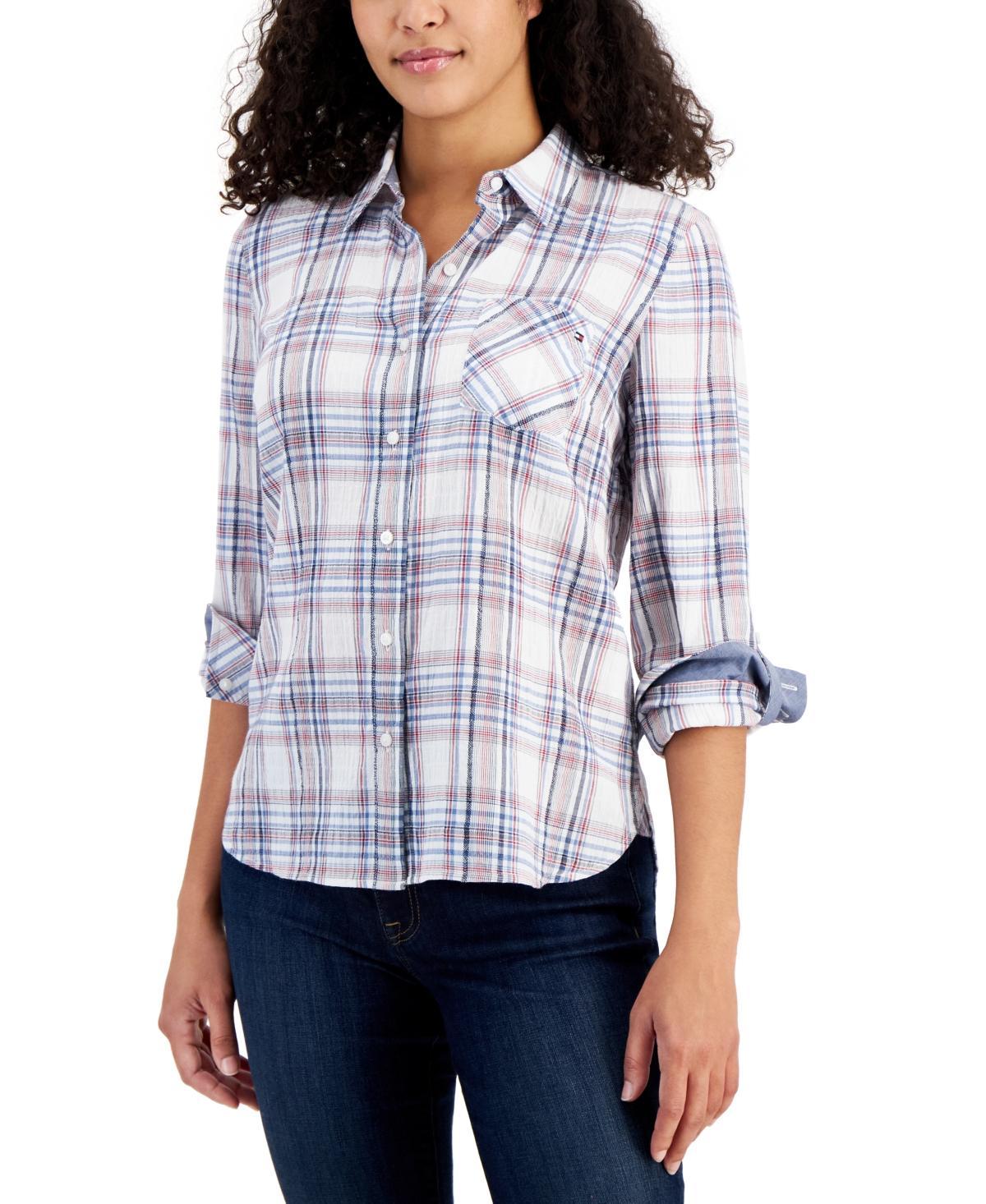 Tommy Hilfiger Womens Plaid Button-Down Long-Sleeve Shirt product image