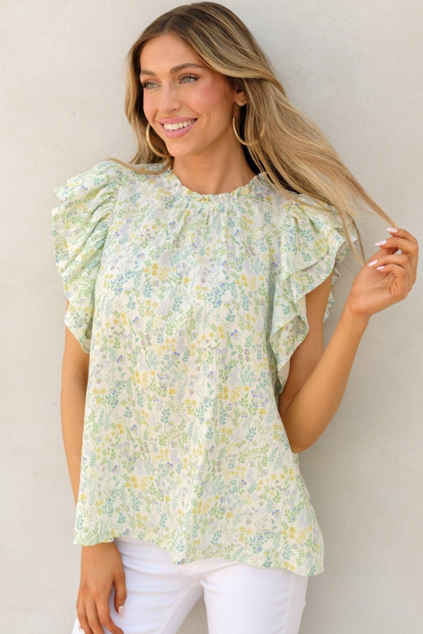 Aura Bloom Season Green Multi Floral Top Product Image