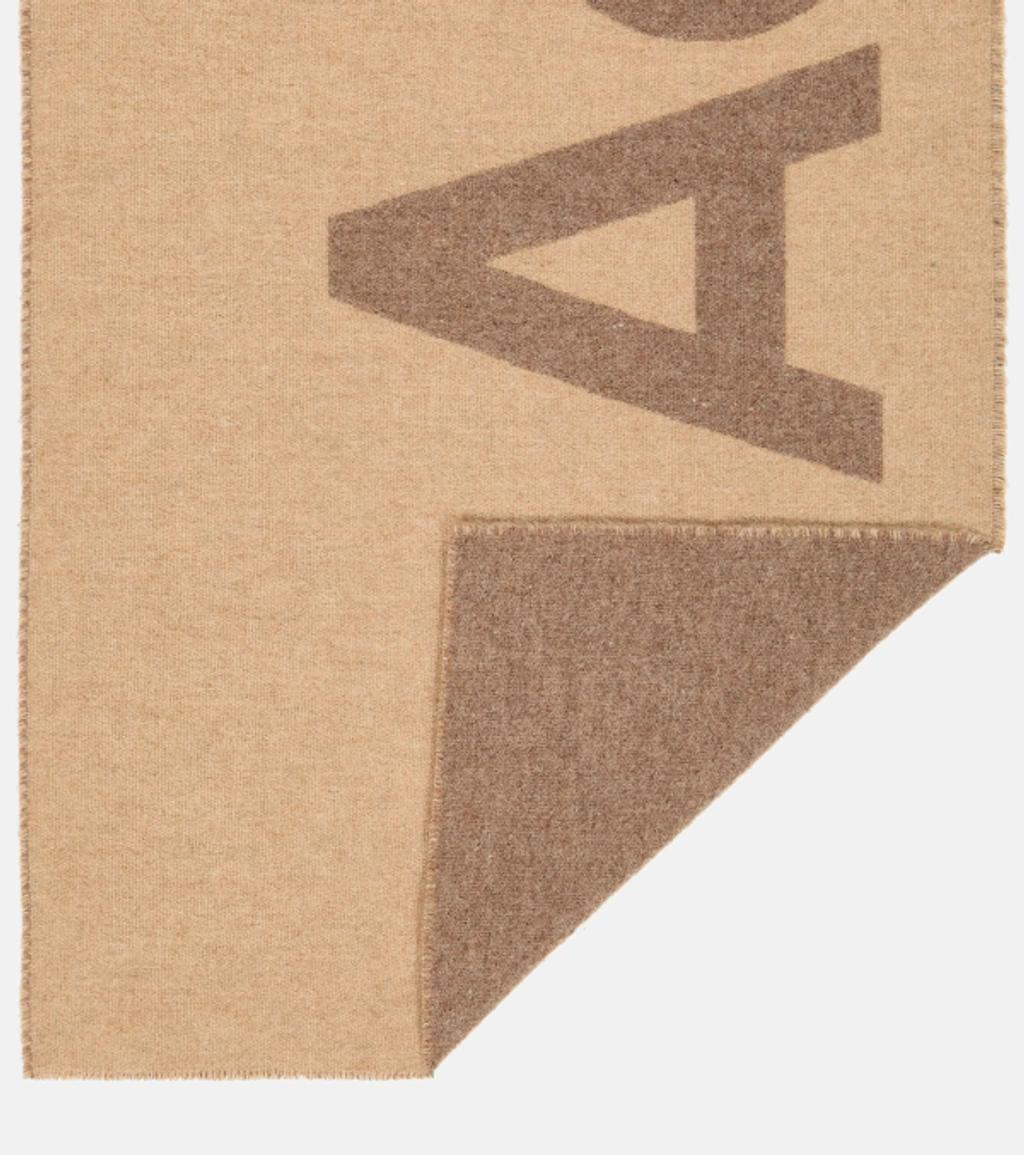 Logo Wool-blend Scarf In Camel Brown Product Image