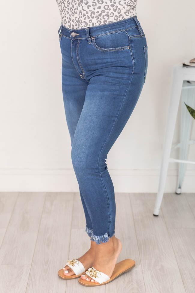 Mary Frayed Edge Medium Wash Skinny Jeans FINAL SALE Product Image