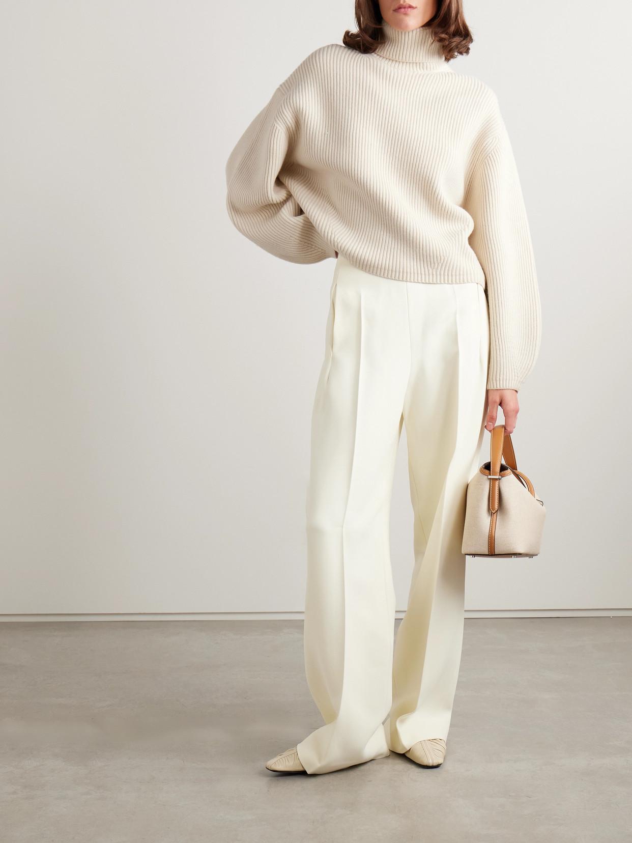 TOTÊME Ribbed Wool-blend Turtleneck Sweater In Ecru Product Image