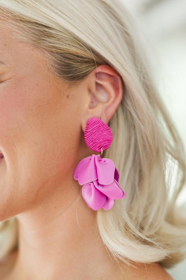 All For Fun Orchid Pink Leather Flower Earring Female Product Image