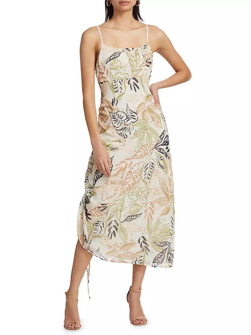 Nina Embroidered Ruched Midi-Dress Product Image