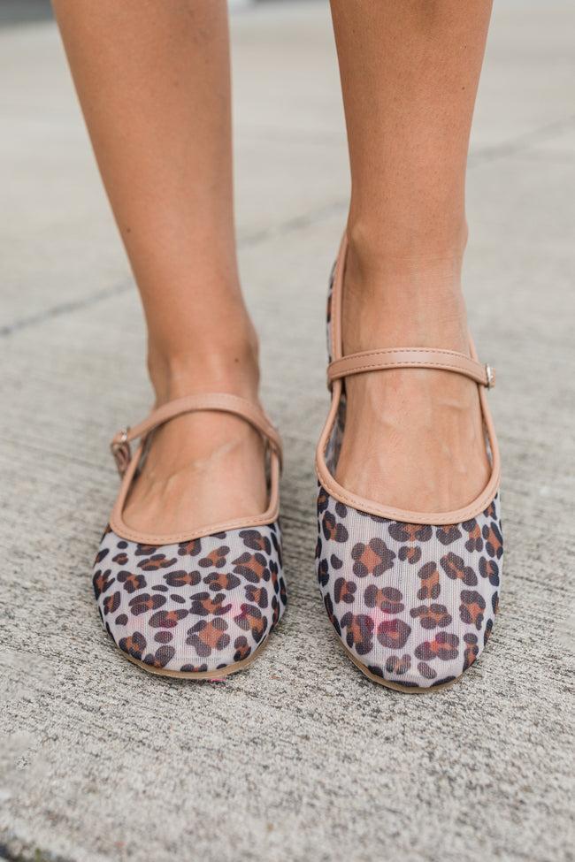 Mary Jane Mesh Leopard Ballet Flats Product Image