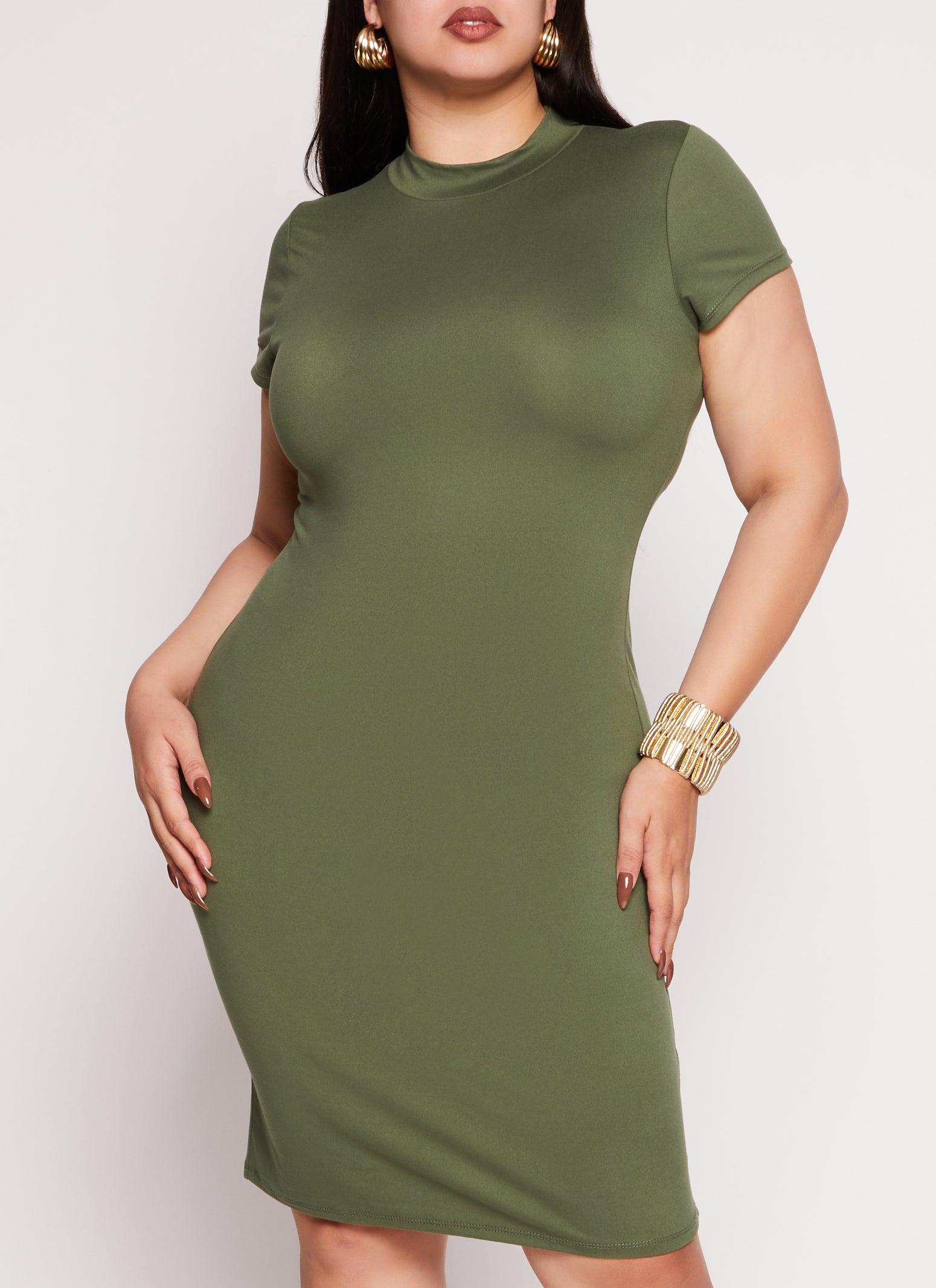 Womens Plus Size Mock Neck T Shirt Dress Product Image