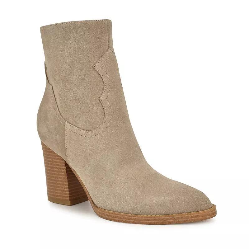 Nine West Taytay Womens Block Heel Dress Ankle Boots Brown Suede Product Image