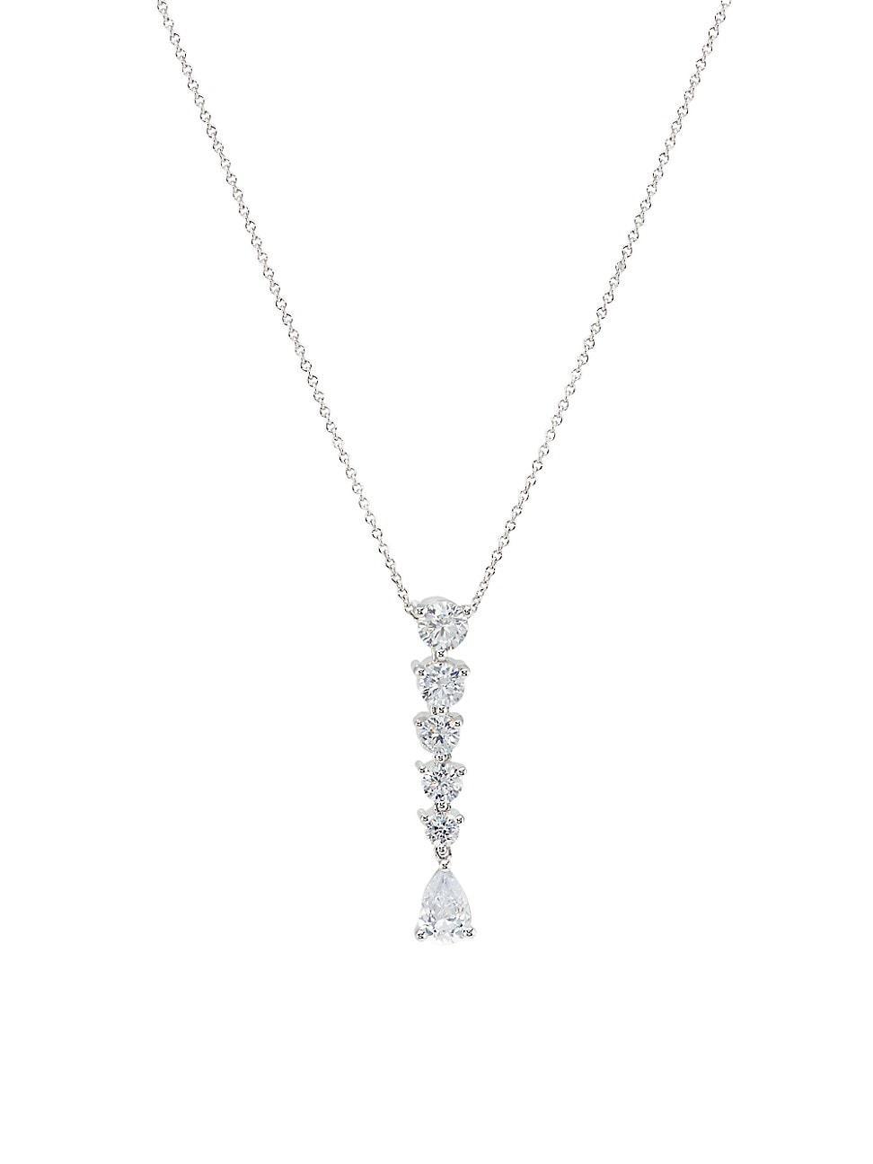 Womens 14K White Gold & 1.50 TCW Lab-Grown Diamond Pendant Necklace Product Image