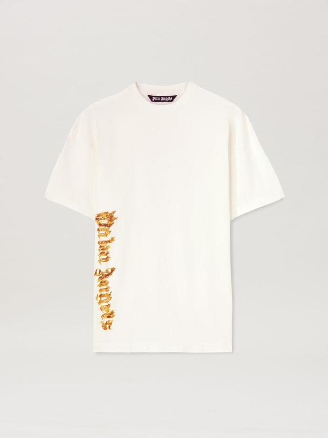 BURNING PALM T-Shirt in neutrals  - Palm Angels® Official  Product Image