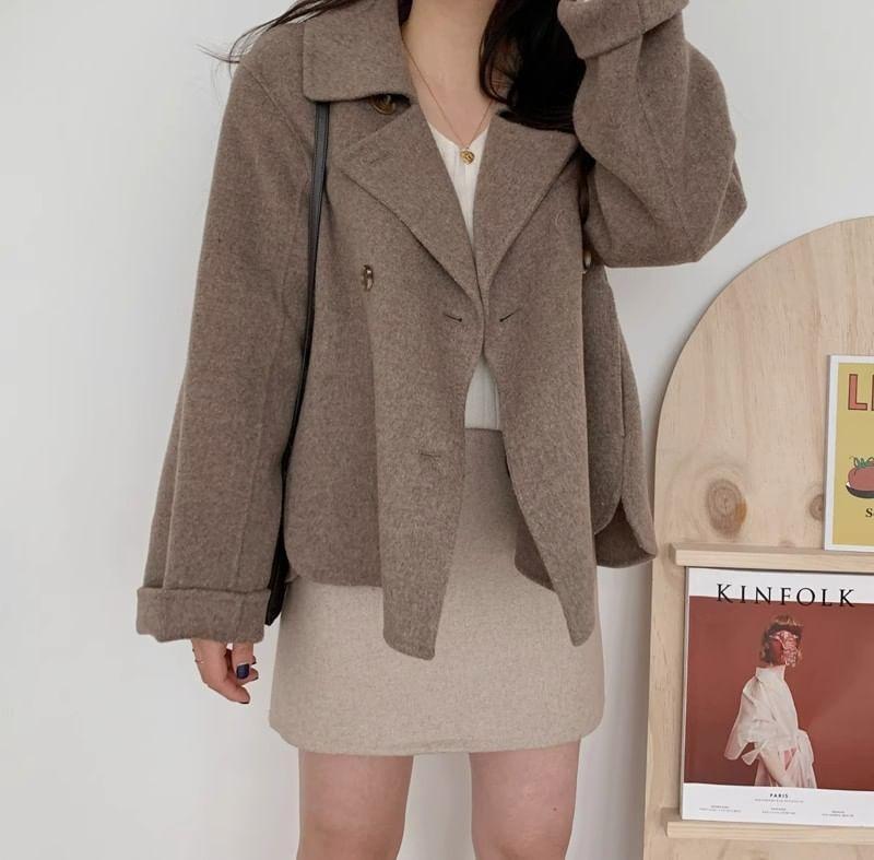 Lapel Collar Double-Breasted Coat Product Image