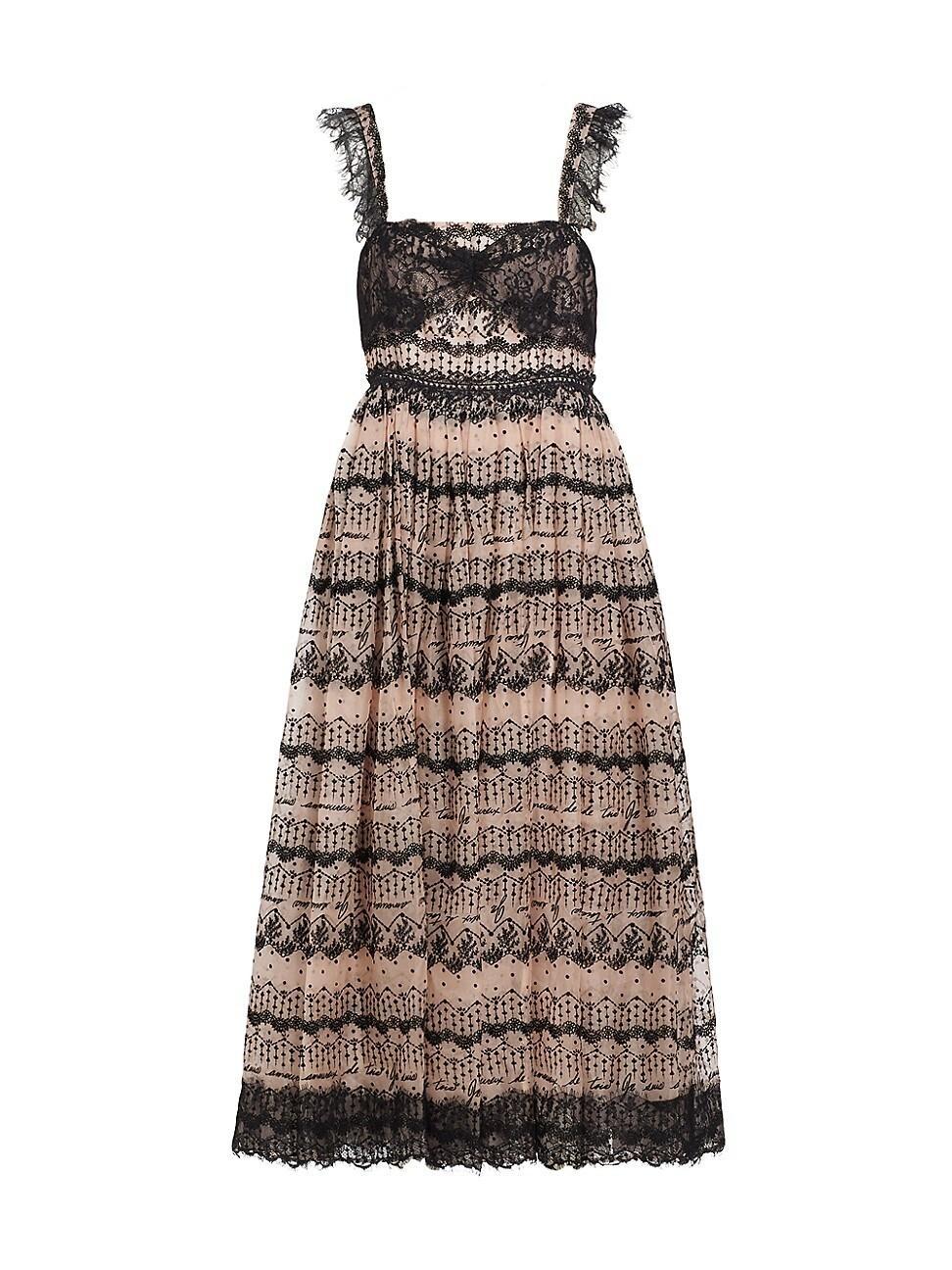 Womens Fen Lace-Trim Silk Sleeveless Midi-Dress Product Image