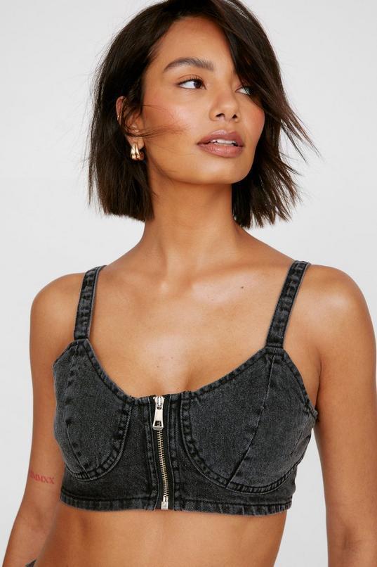 Strappy Zip Denim Bralette Product Image