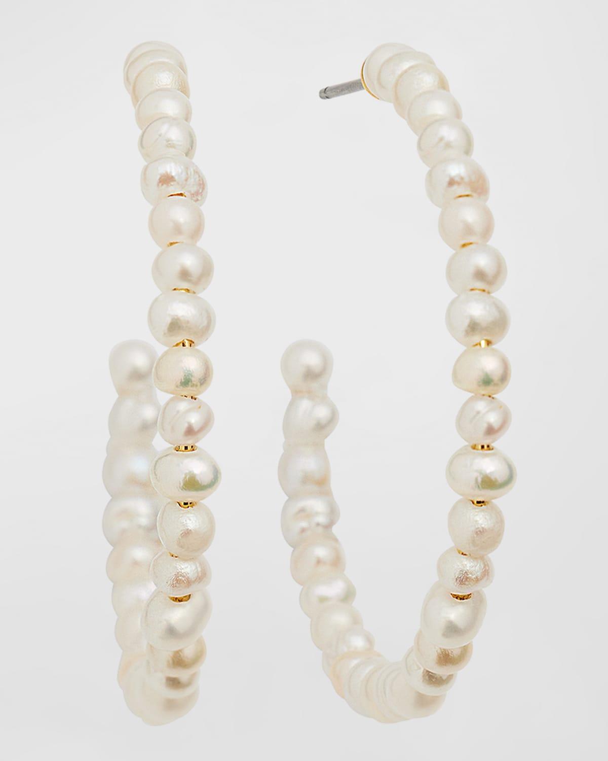 Lele Sadoughi Medium Pearl Hoop Earrings at Nordstrom Product Image