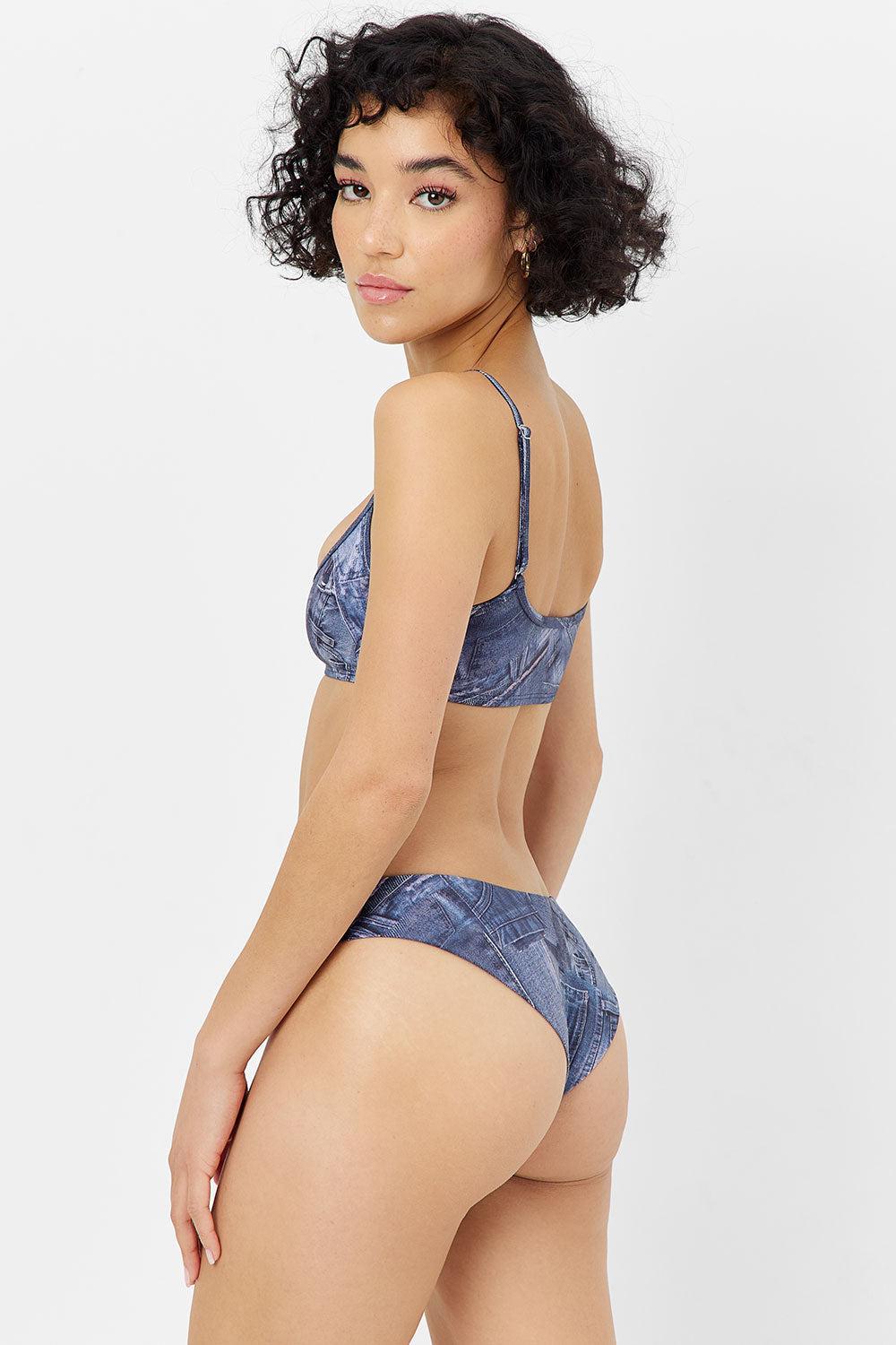 Enzo Cheeky Bikini Bottom - Blue Jean Product Image