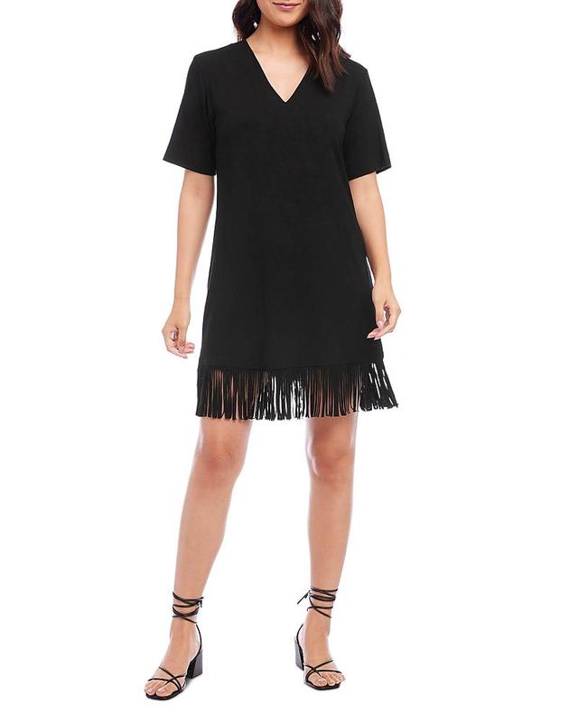 Karen Kane Fringe Trim V-Neck Minidress Product Image