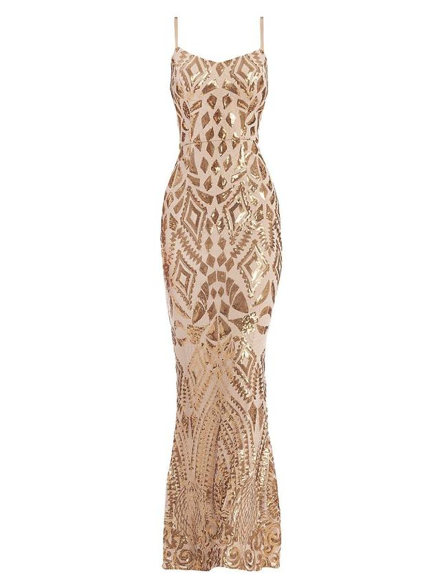 Dress The Population Giovanna Sequin Print Scoop Neck Sleeveless Maxi Dress Product Image