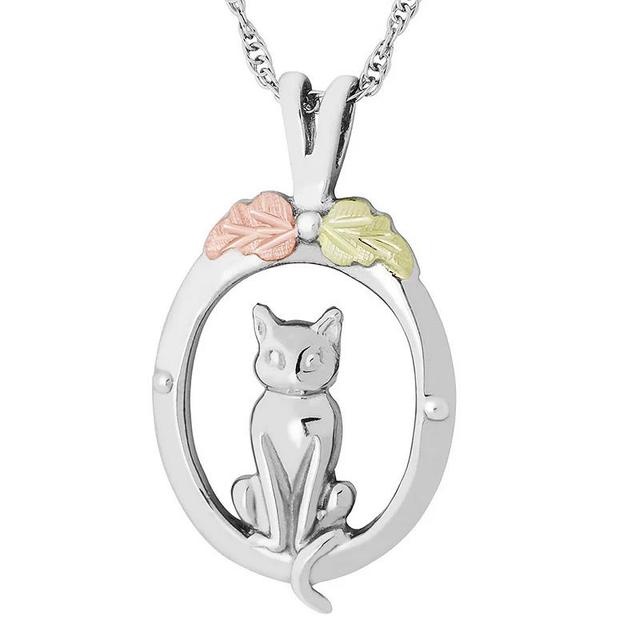 Black Hills Gold Tri-Tone Cat Pendant Necklace in Sterling Silver, Womens Product Image