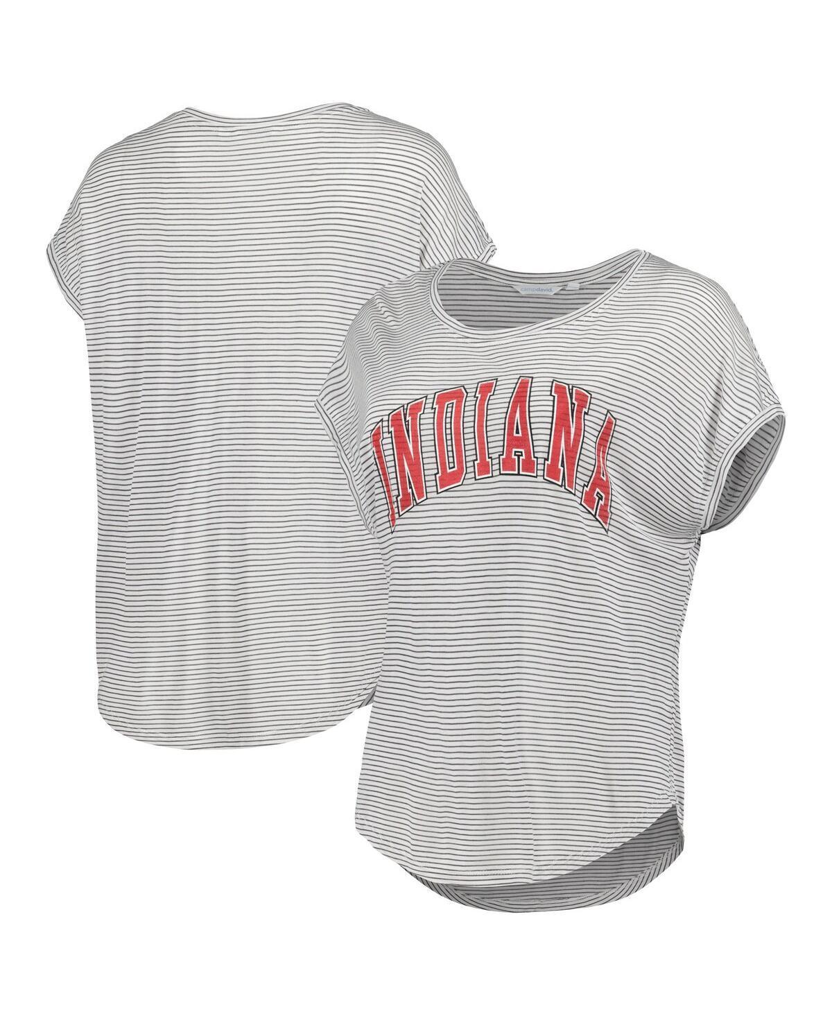 Womens White/Charcoal Indiana Hoosiers Day Trip Striped Scoop Neck T-Shirt Product Image