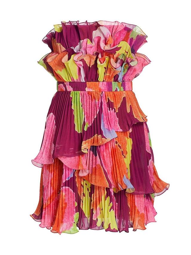 Massie Strapless Tiered Pleat Mini Dress Product Image