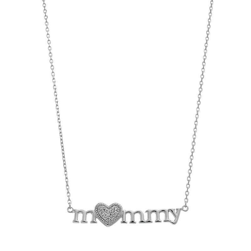 Rosabella Sterling Silver Cubic Zirconia Mommy Necklace, Womens Product Image