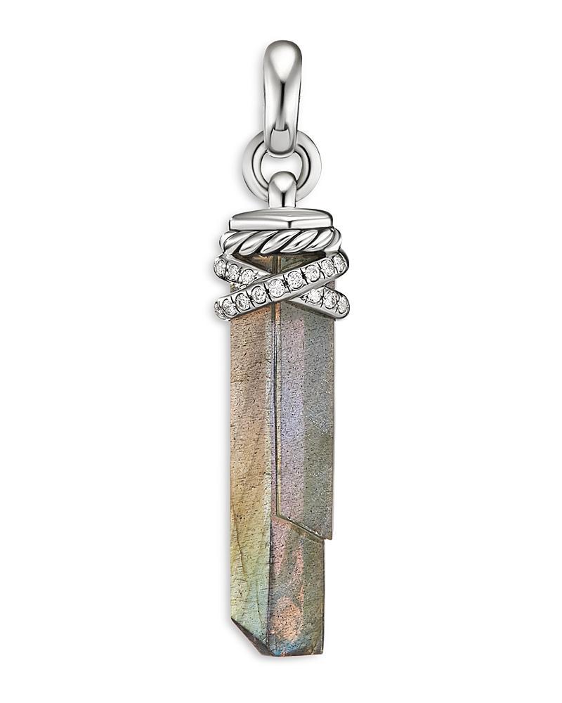 David Yurman Sterling Silver Wrapped Labradorite Crystal & Pave Diamond Amulet Product Image