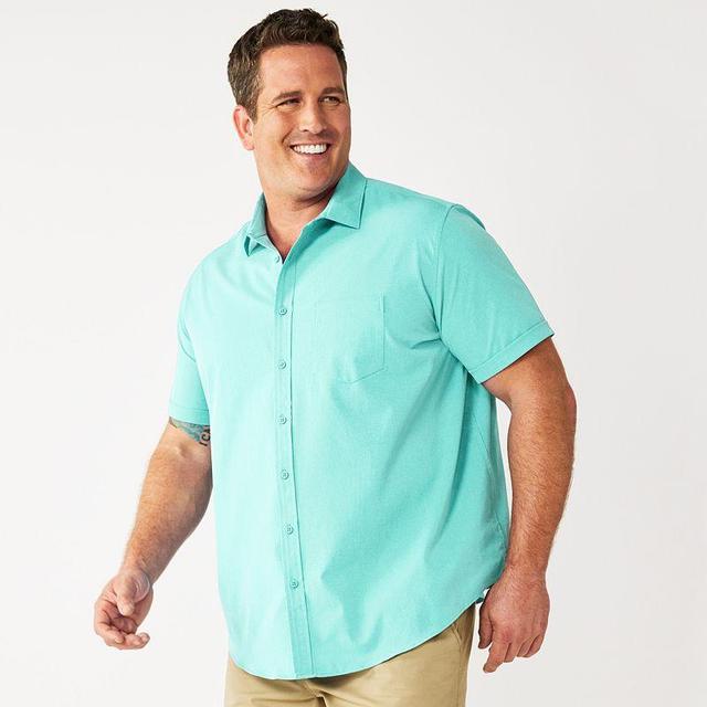 Mens Big & Tall Apt. 9 Slim-Fit Athleisure Untucked Tech Button-Down Shirt Med Blue Product Image