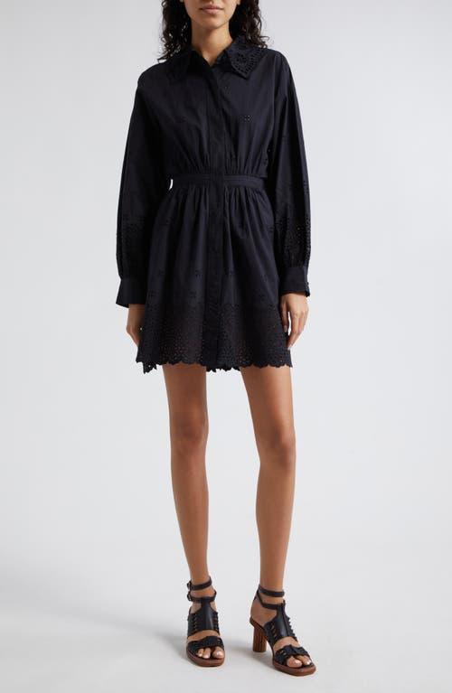 Ulla Johnson Gemma Long Sleeve Eyelet Cotton Shirtdress Product Image