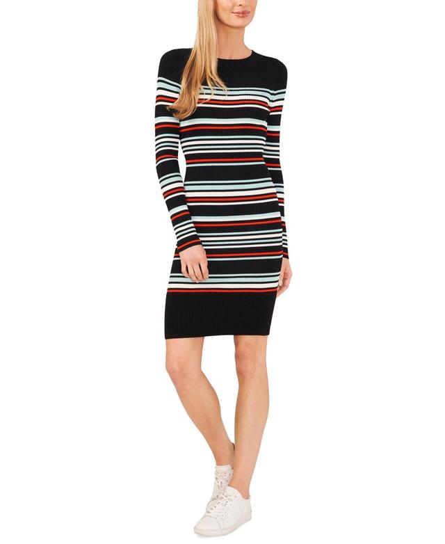 CeCe Stripe Long Sleeve Ribbed Sweater Dress Product Image