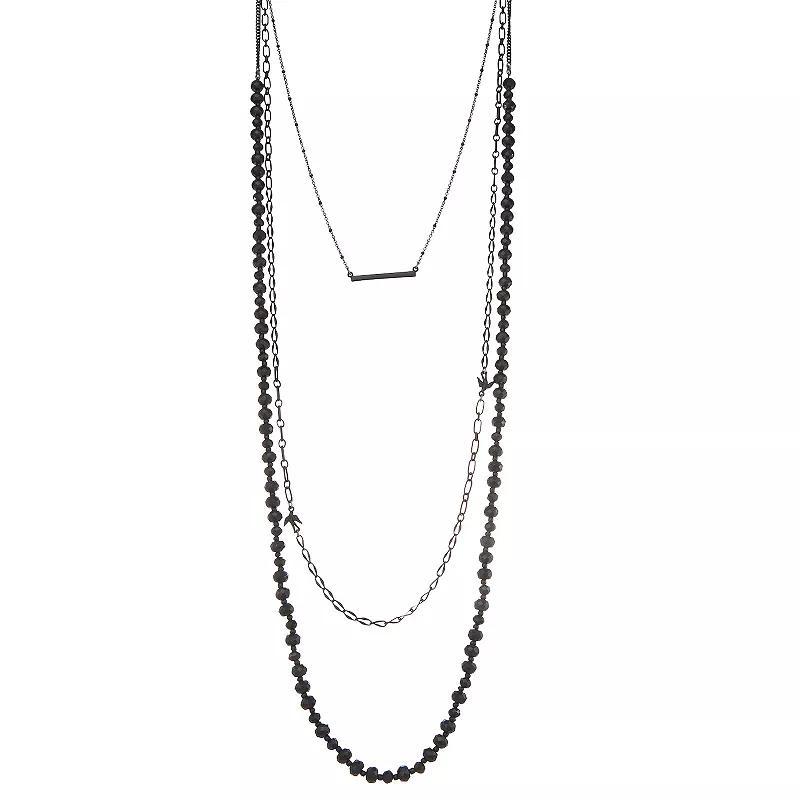 Simply Vera Vera Wang Beaded Multi Strand Necklace, Womens, Black Product Image