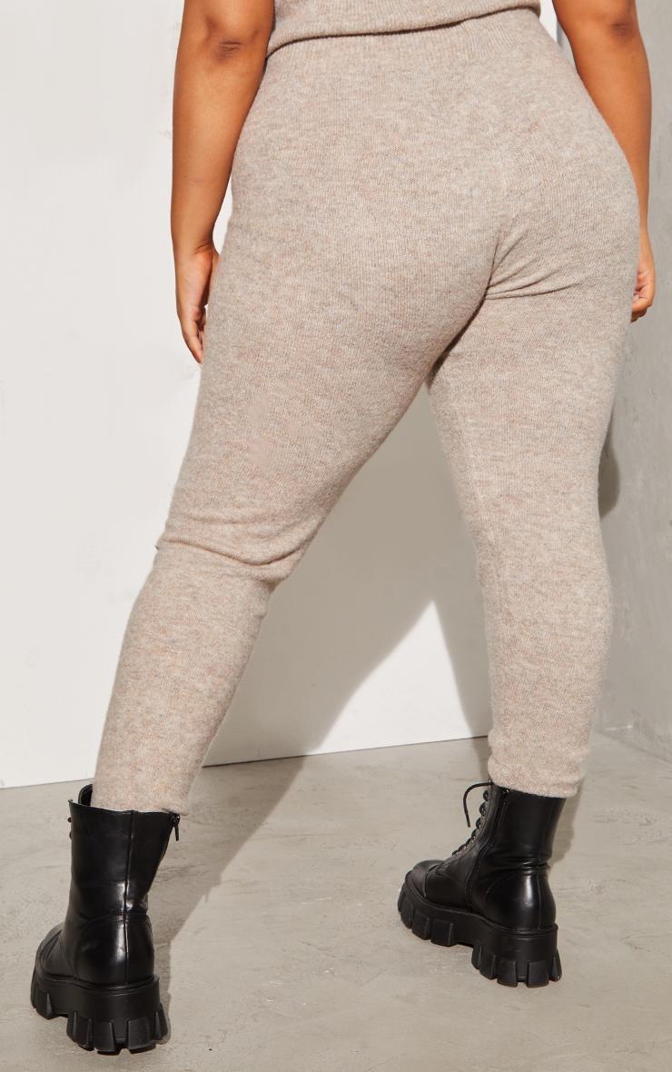 Plus Oatmeal Knitted High Waisted Leggings Product Image