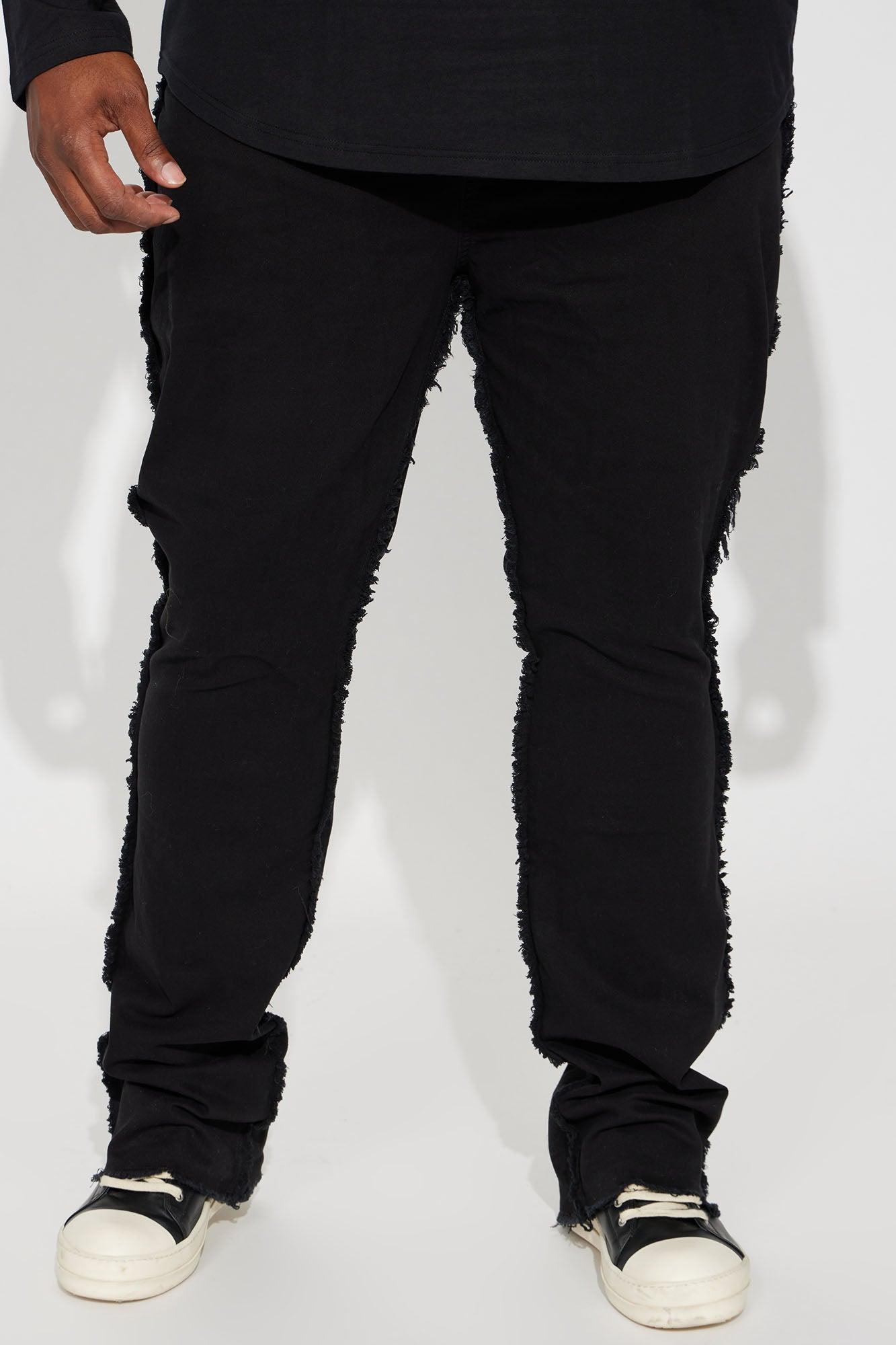 Good Life Frayed Stacked Skinny Flare Pants - Black Product Image