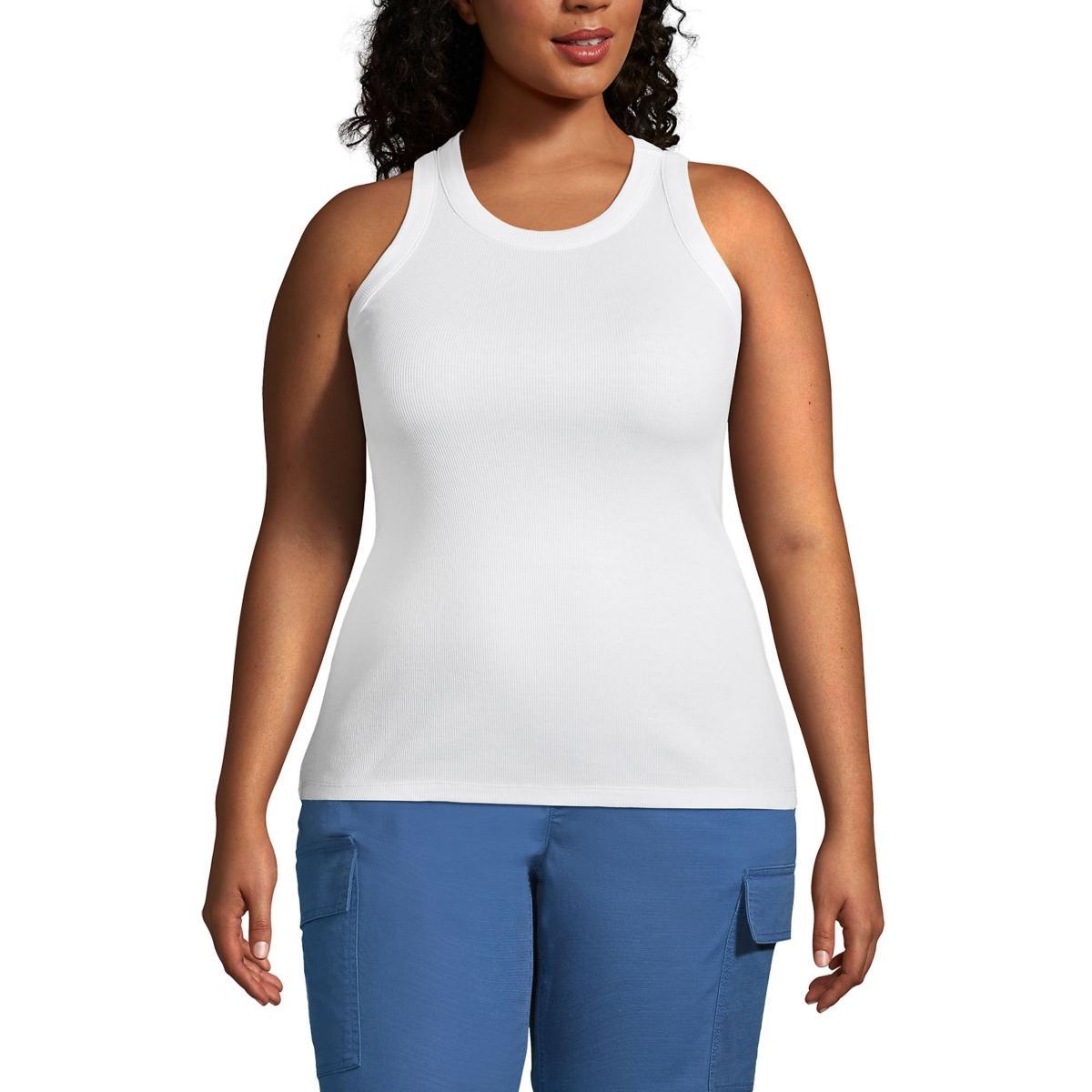 Plus Size Lands End Ribbed Crewneck Tank Top, Womens Product Image