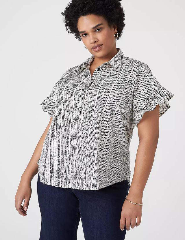 Ruffle-Sleeve Button-Down Top Product Image