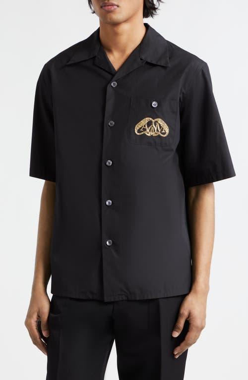 Mens Logo-Embroidered Cotton Camp Shirt Product Image