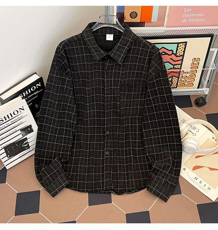 Long-Sleeve Plaid Pocket Detail Shirt product image