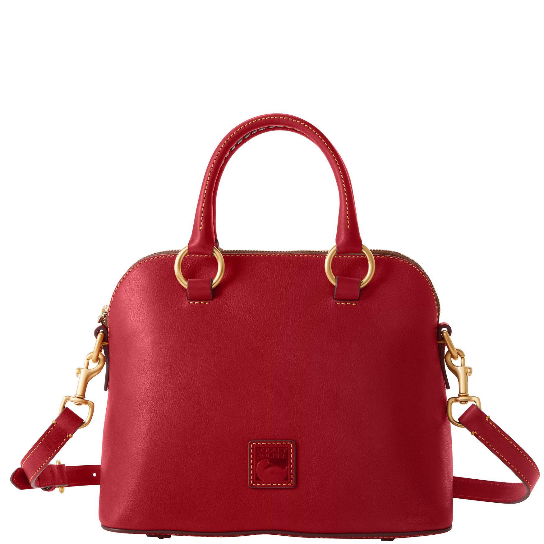 Dooney & Bourke Womens Florentine Domed Leather Satchel Bag in Red Product Image