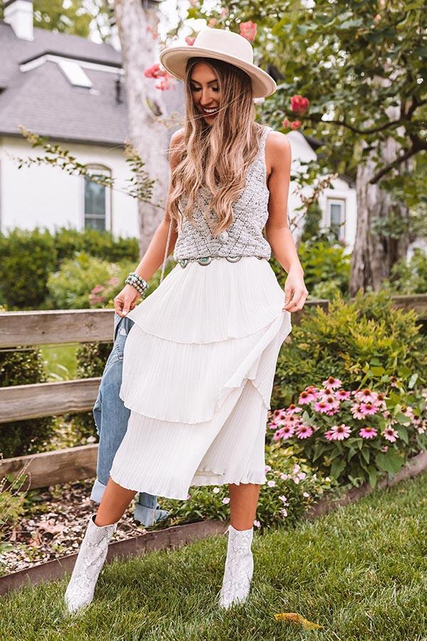 Pleated Pretty Midi Skirt In Ivory product image